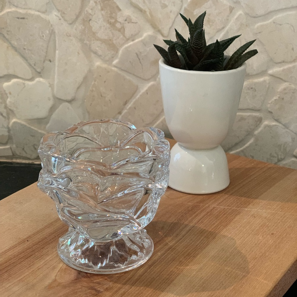 PARTYLITE | Radiant Rose 24% lead Crystal Glass Votive Candle Holder.